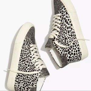 Madewell Sidewalk High Top Sneakers in Spot Mix Suede